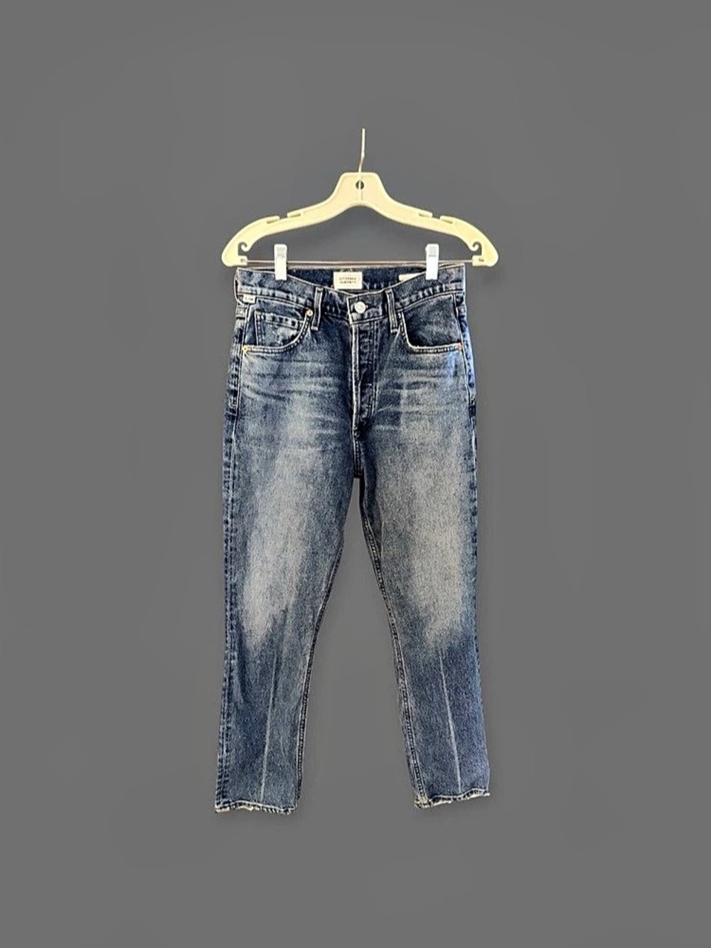 Citizens of Humanity Jolene High Rise Straight Jeans Raw Hem Button Fly